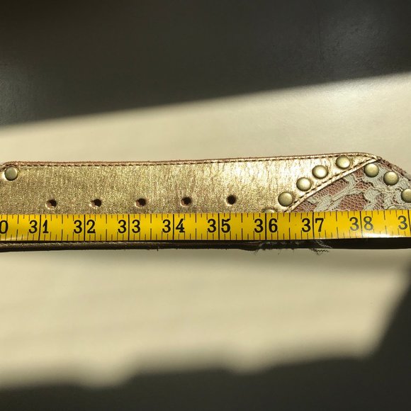 Gold Belt Embellished w/Lace, Sequins & Studs - Picture 7 of 7